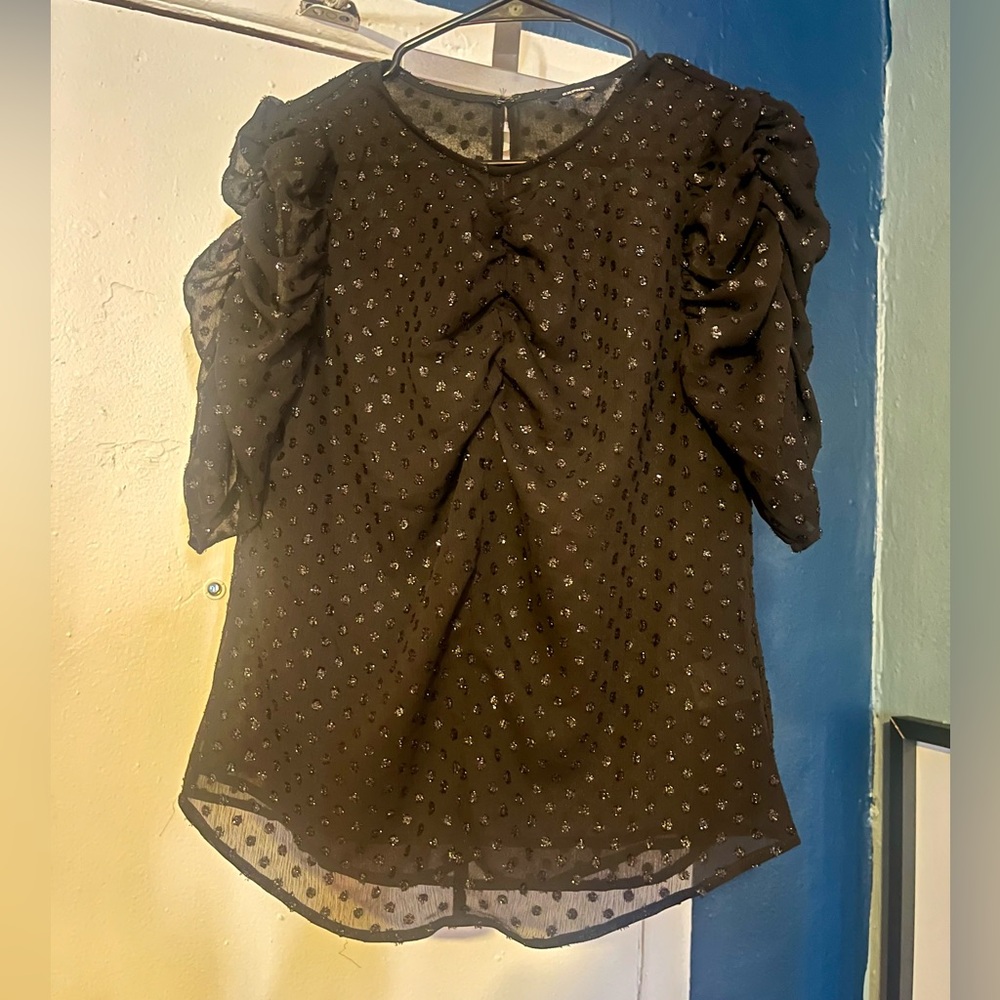 Express Scoop Neck Top with Glitter Detail